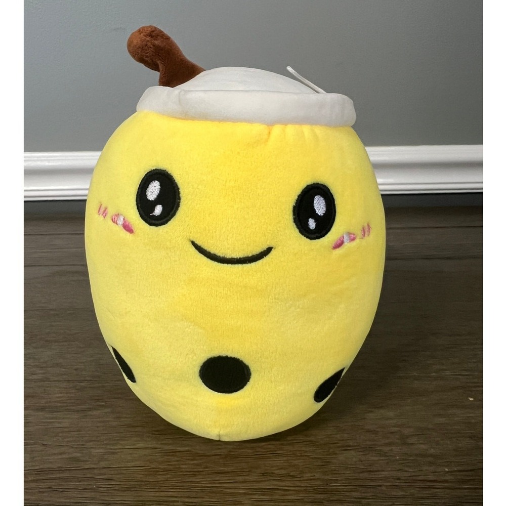 Yellow Boba Bubble Tea Vibrant Milk Tea Plush Kawaii Stuffed Animal Toy